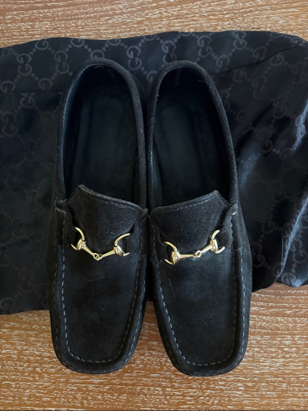 Gucci Ladies Espresso Suede Horsebit Loafers